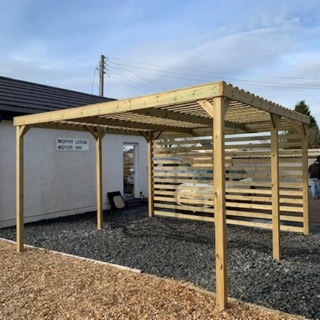 Rutland County Garden Furniture Ltd Shade Pergola - Wood - L360 x W420 x H270 cm - Rustic Brown in Light Green 4