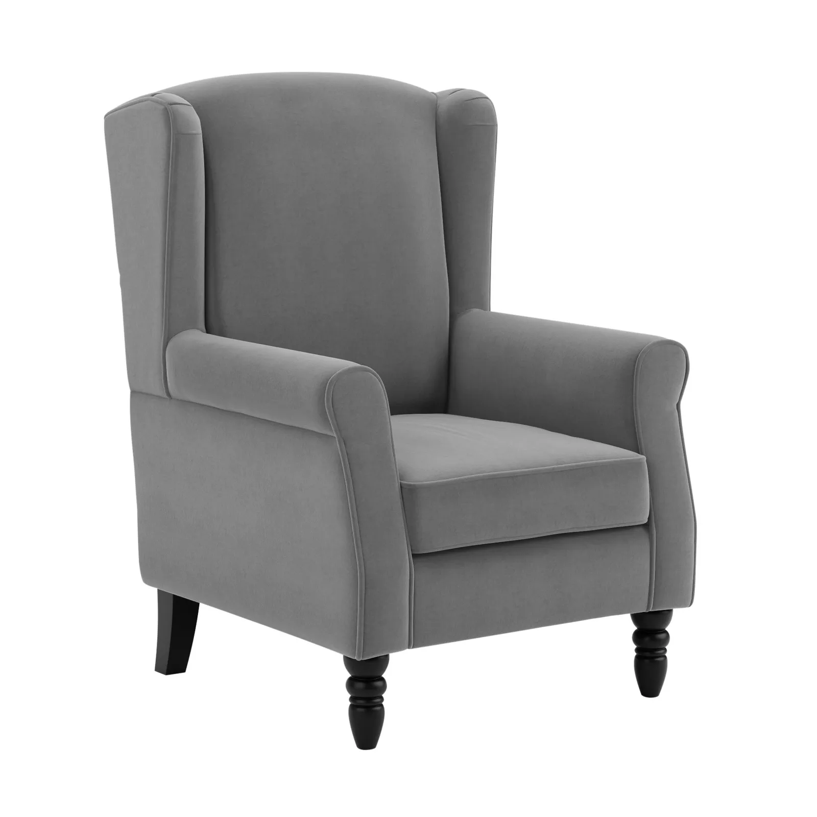 Oswald Wingback Armchair Velvet Grey