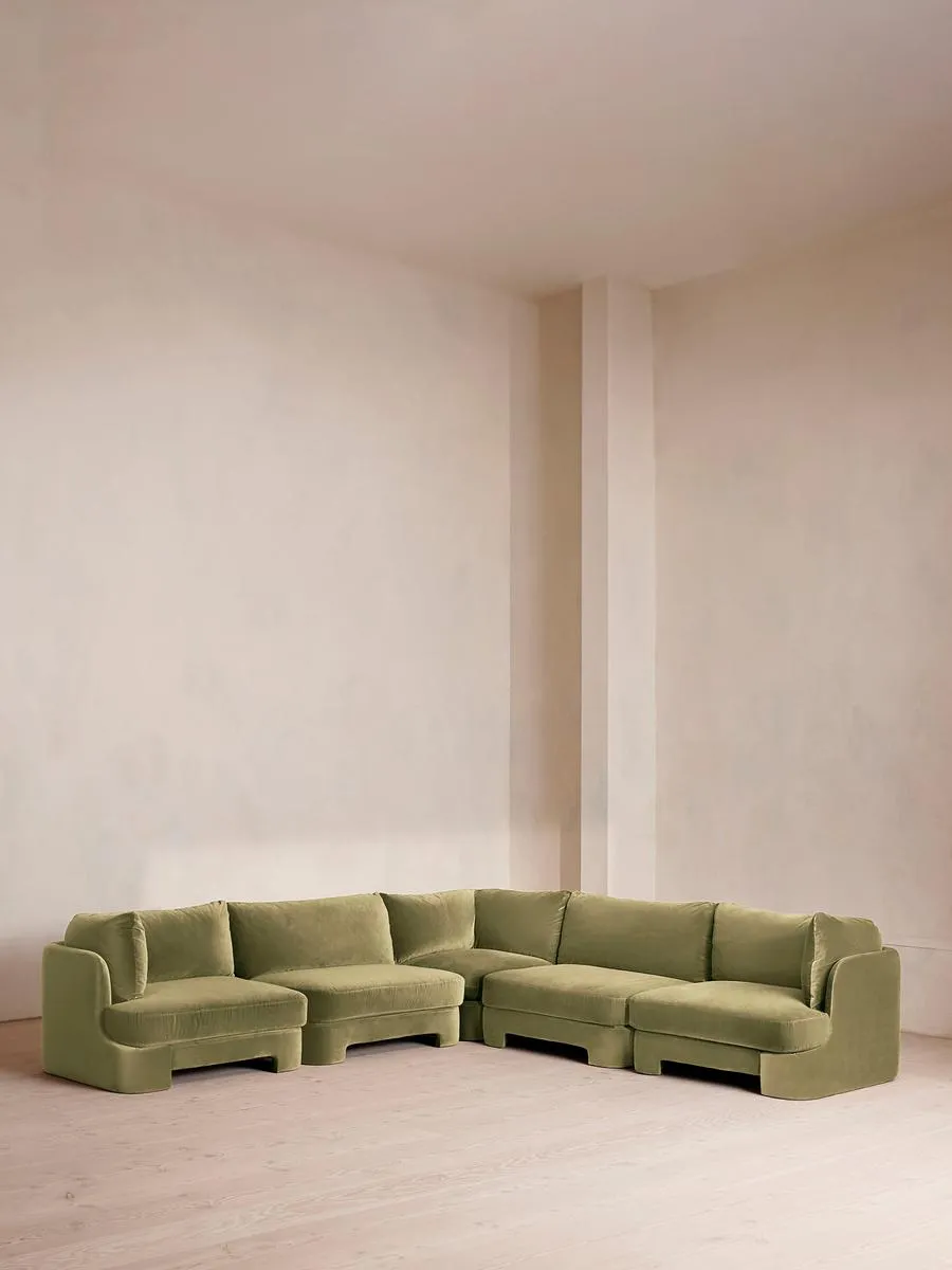 Odell Modular Sofa, Corner Sofa, Velvet, Lichen