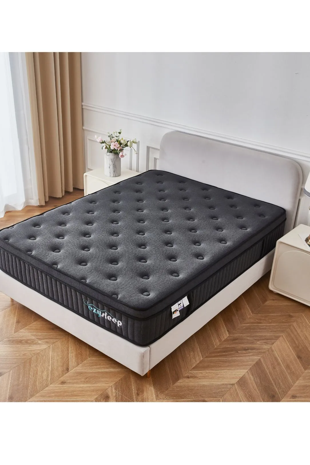 Ezysleep 24cm Onyx Spring Foam Hybrid Mattress - 5 Year Guarantee in Black 1