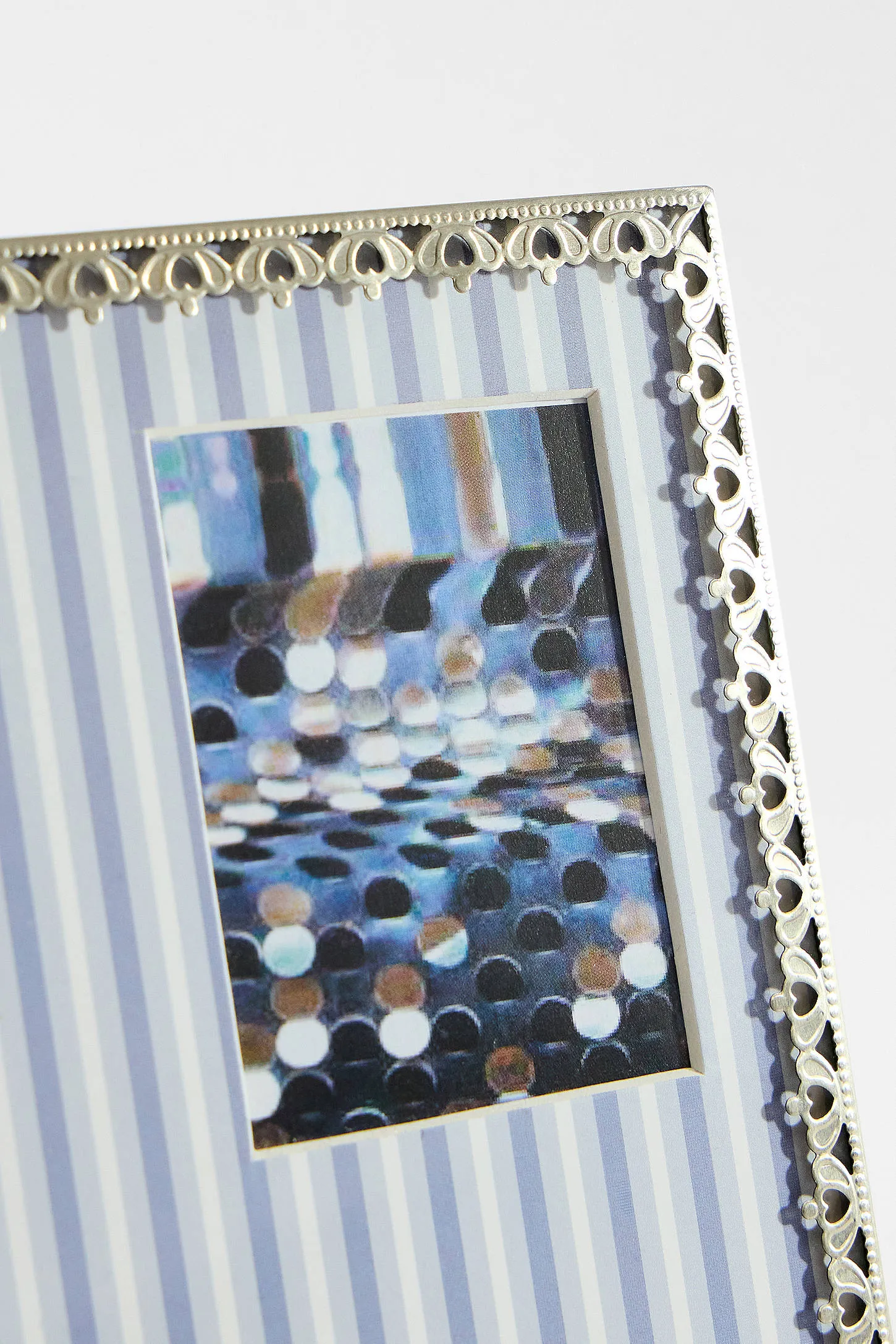 Blue Stripe Silver Crown Photo Frame - Blue ALL 5