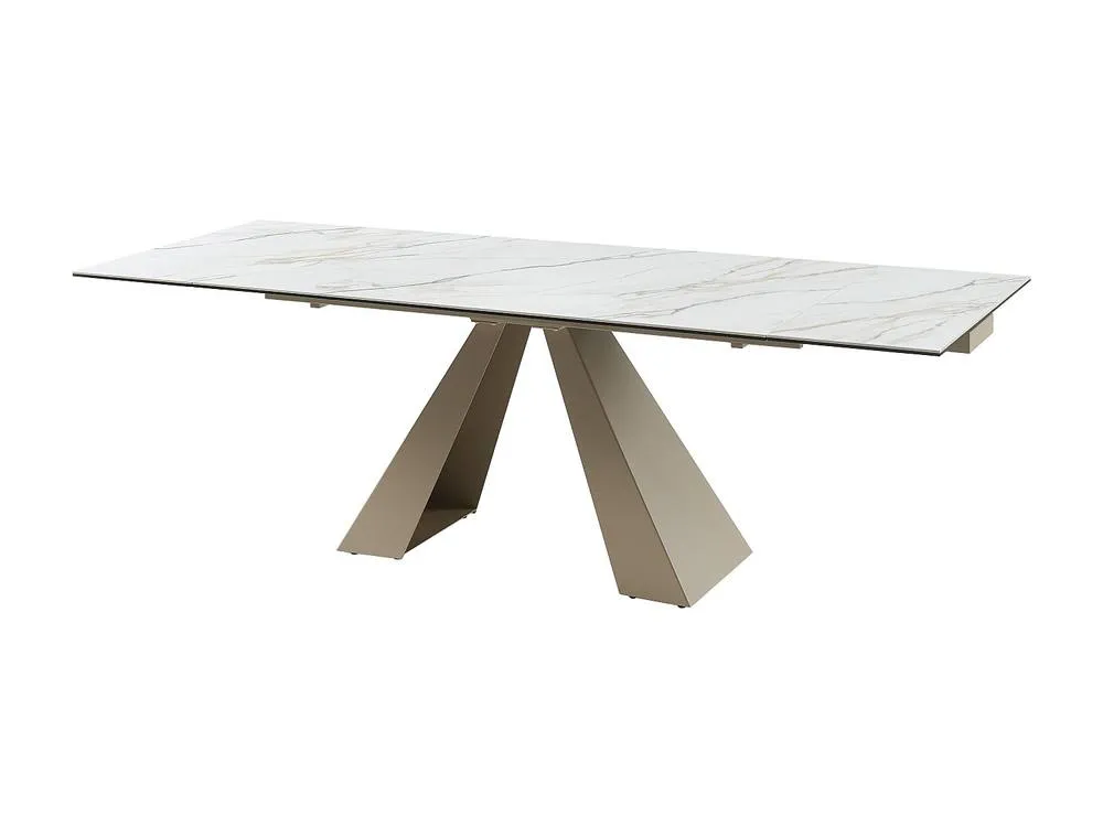 Vente-unique Extendable Dining Table for 6 To 10 People - Ceramic & Metal in Beige 4