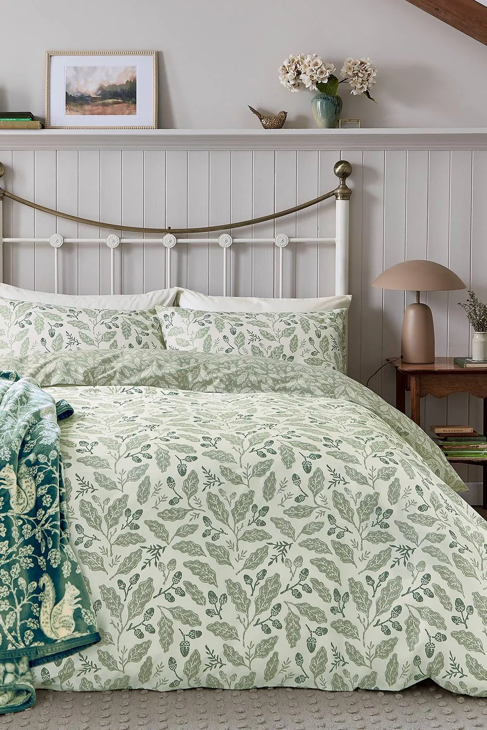 Helena Springfield 'Acorns' Cotton Duvet Cover Set in Light Green