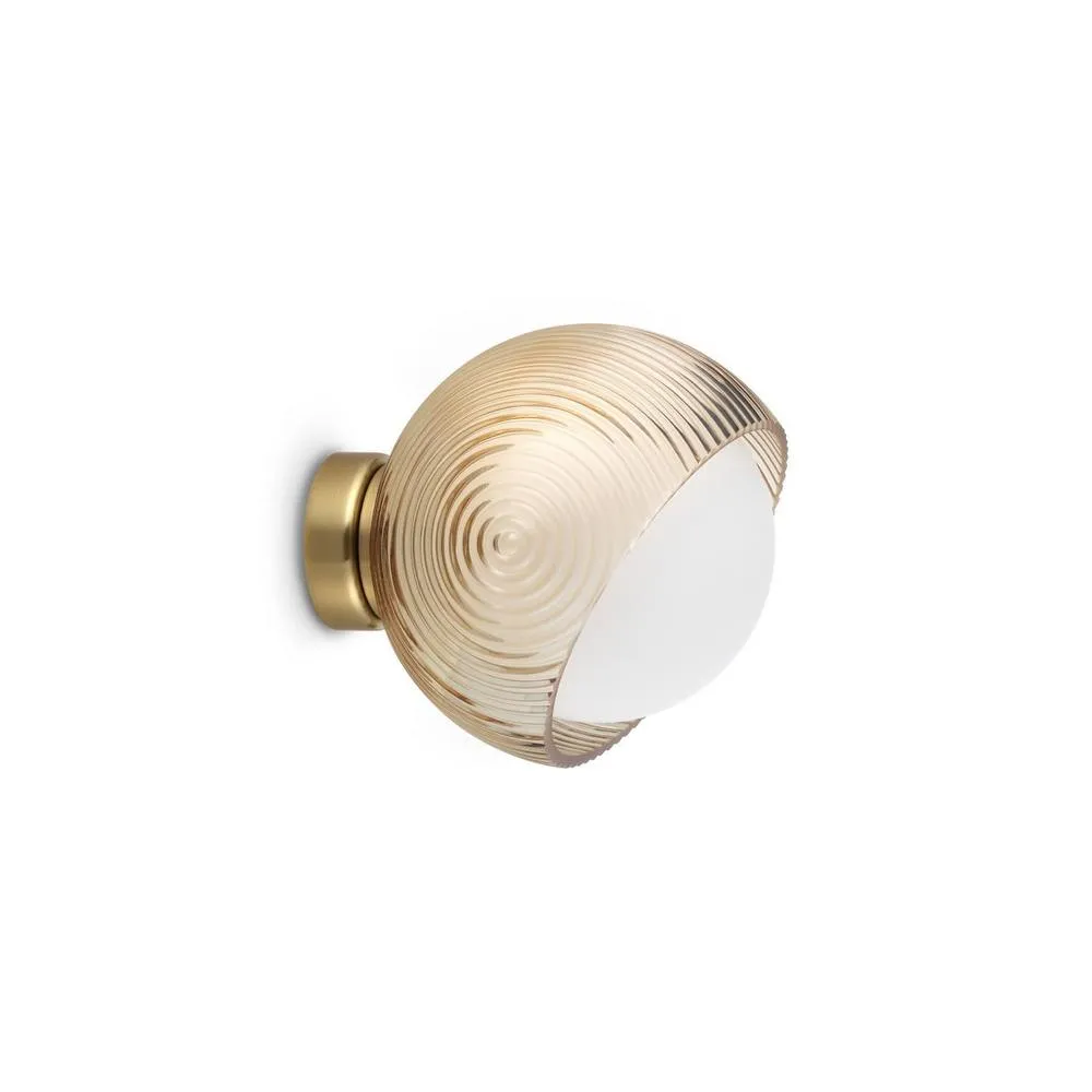 Netlighting Bloom 17cm Globe Wall Lights Brass 1x E27 in Amber