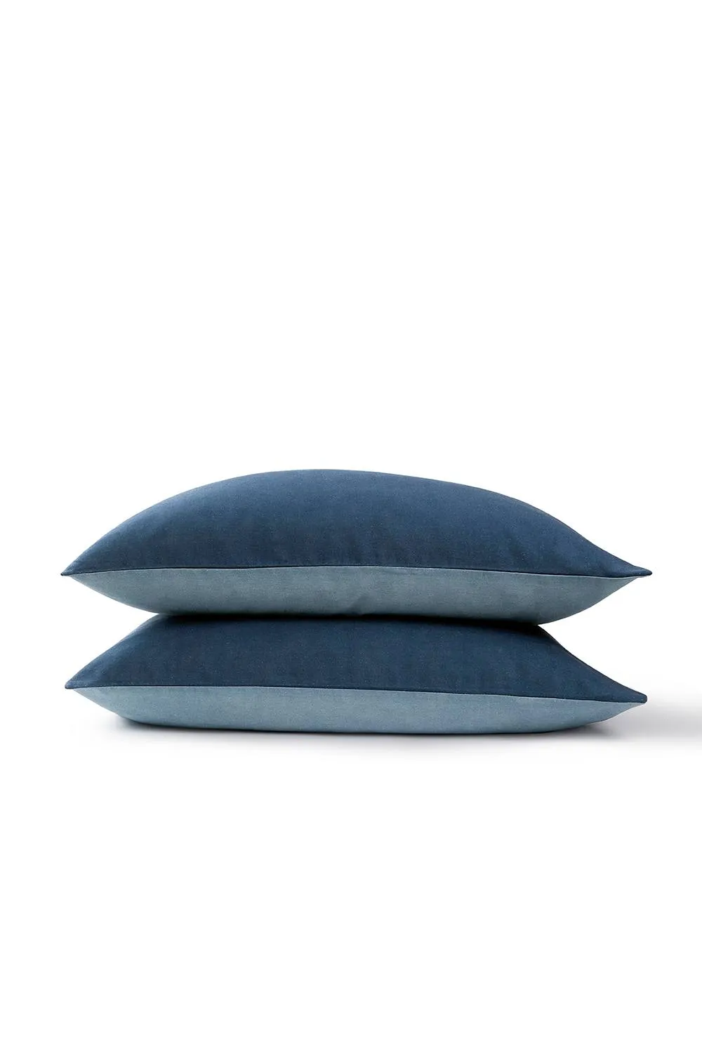 CHRISTY 'Relaxed Linen' Washed Finish Reversible Standard Pillowcase Pair in Blue 2