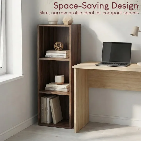 Return - Oxford 3 Tier Cube Bookcase, Walnut Effect 3