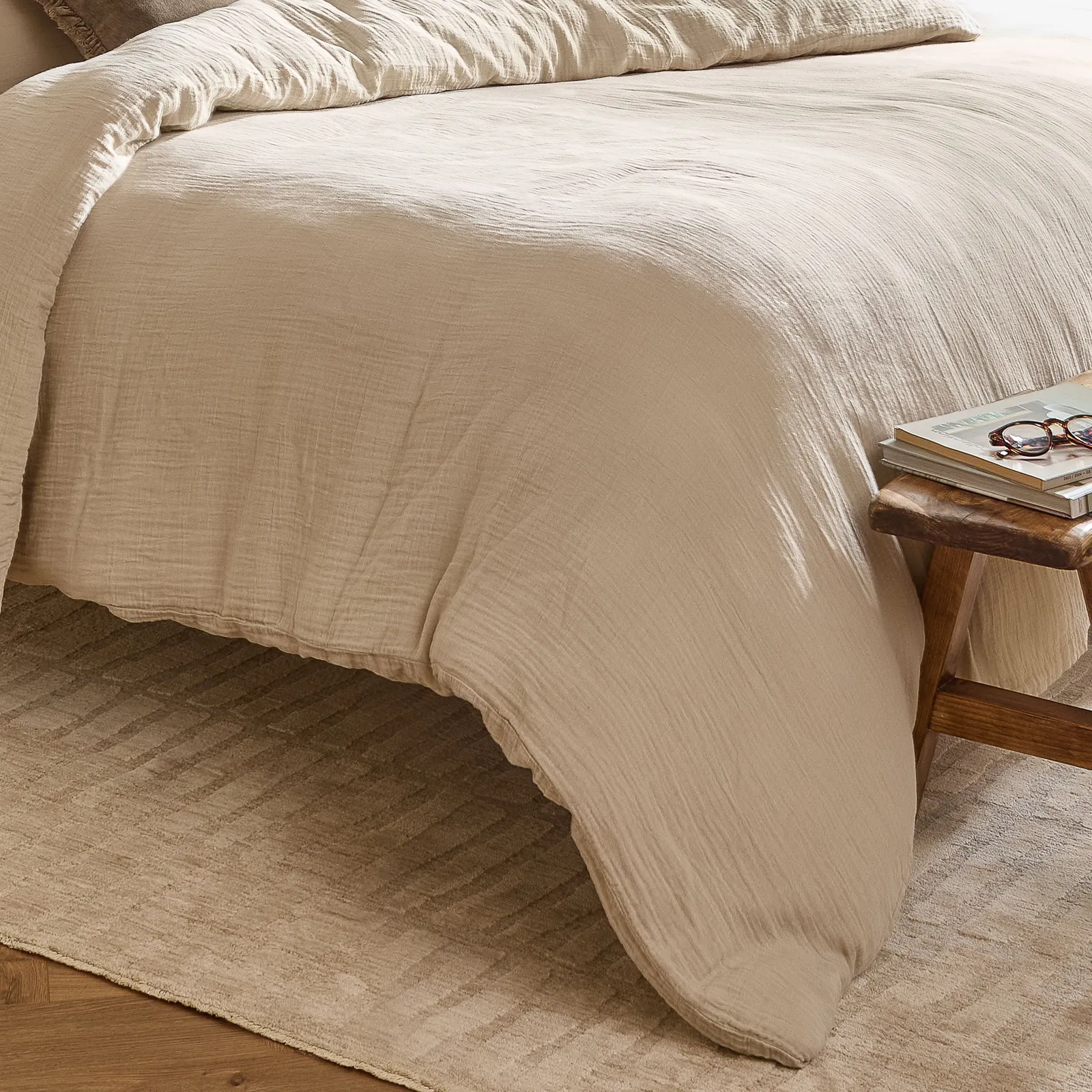 Yard Lark 100% Cotton Muslin Duvet Cover Set in Natural 4