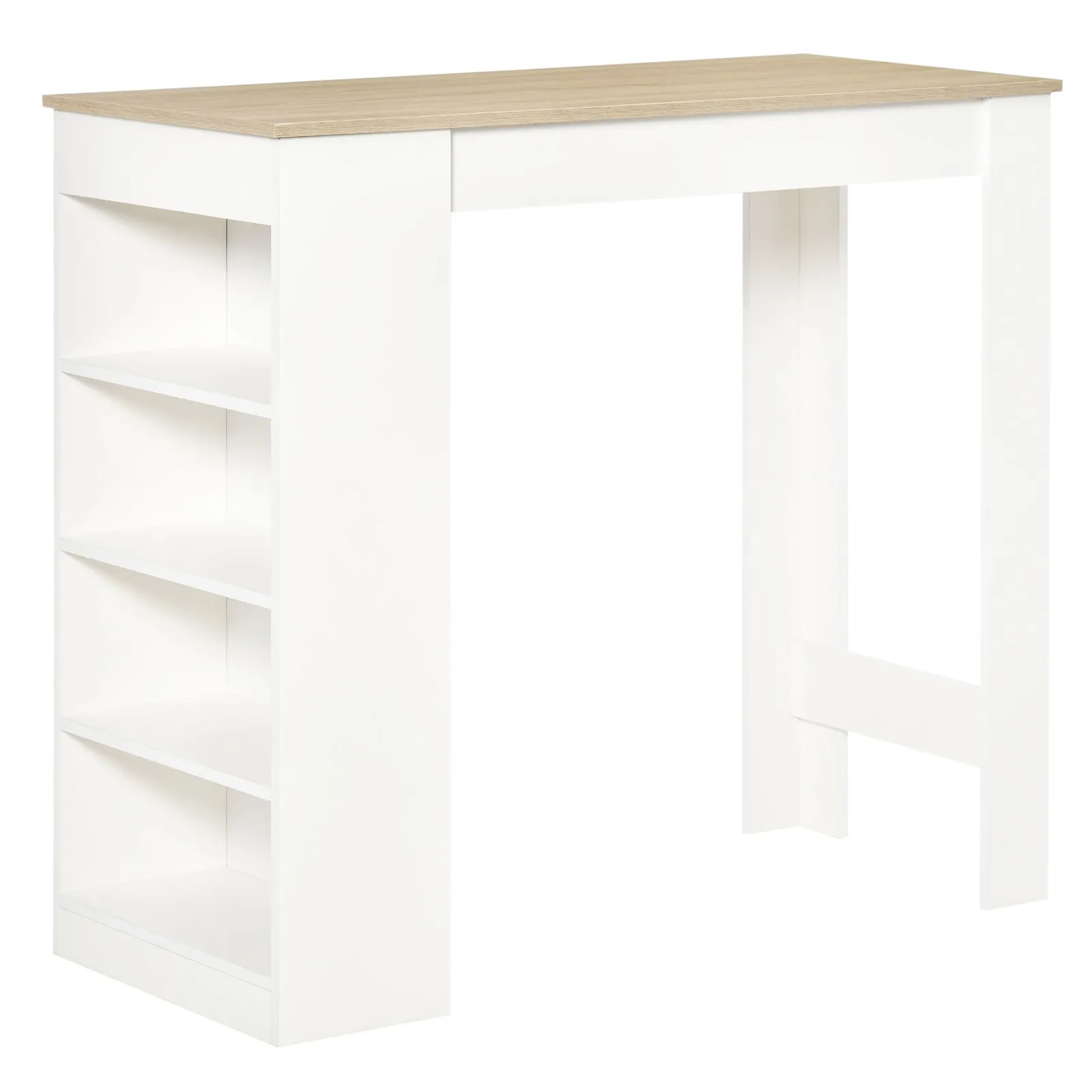 HOMCOM Table Kitchen Dining Table w/ 3-Tier Storage Shelf Living Room in Natural 2