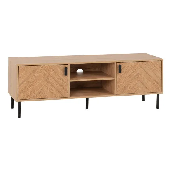 Leon 2 Door TV Unit Stand for TVs up to 65", Oak Effect 2