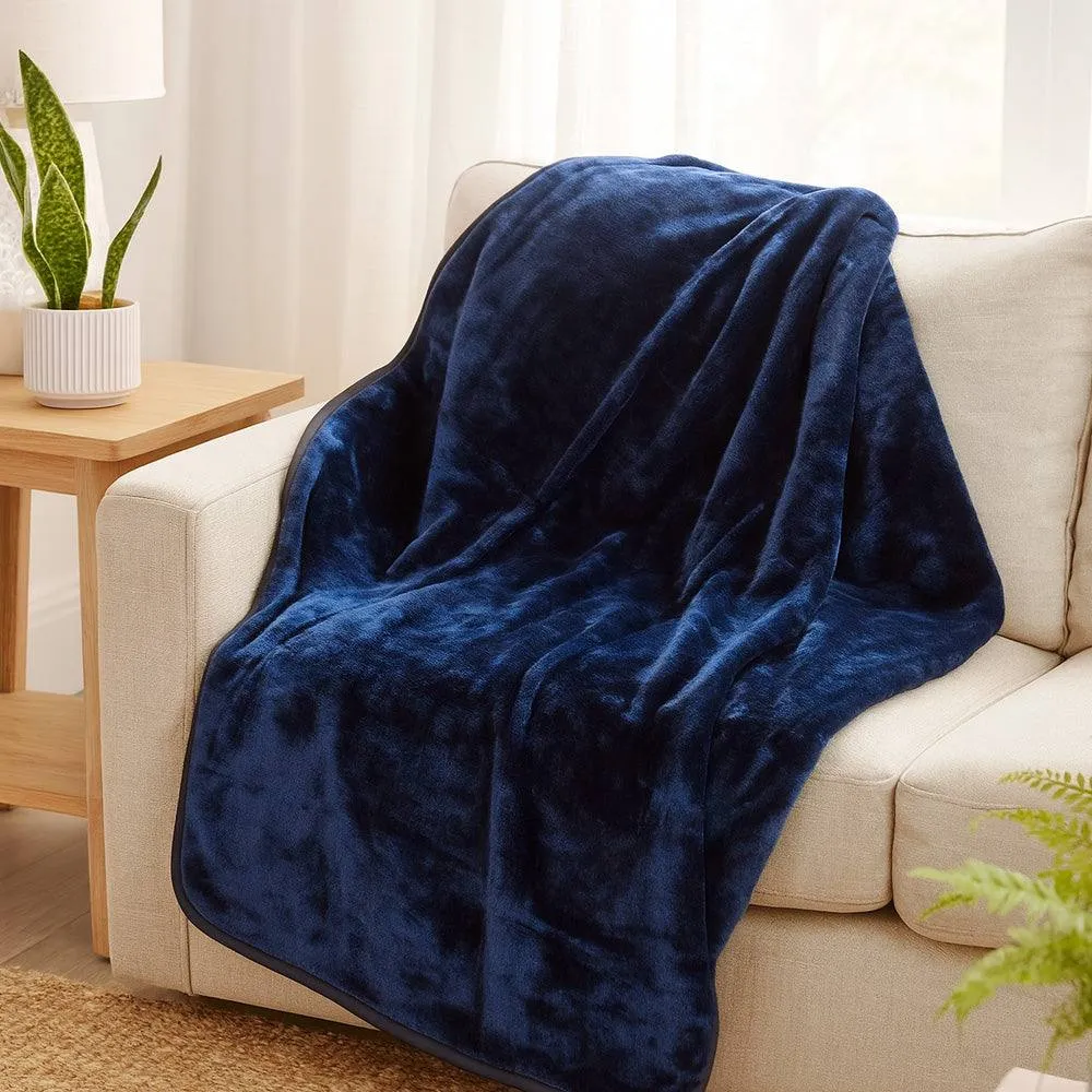 Voltico Faux Mink Throw - Navy, 150 × 200 cm in Navy