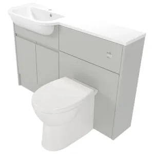 Deccado Clifton Whisper Grey Left Hand 1200mm Slimline Fitted Vanity & Toilet Pan Unit Combination with Left Hand Basin