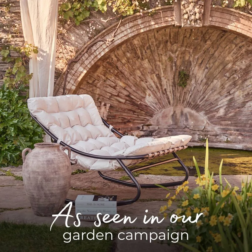 FurnitureboxUK Hydra Metal Outdoor Garden Rocking Chair in Cream 3