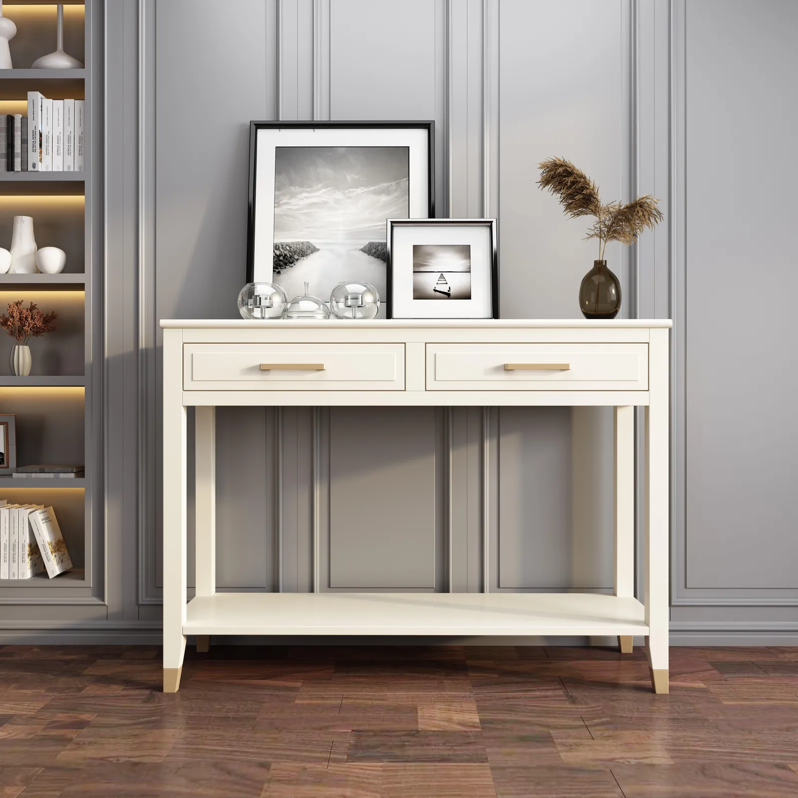 Cabinet Bits Palazzi 2 Drawer Console Table in Off-White 1