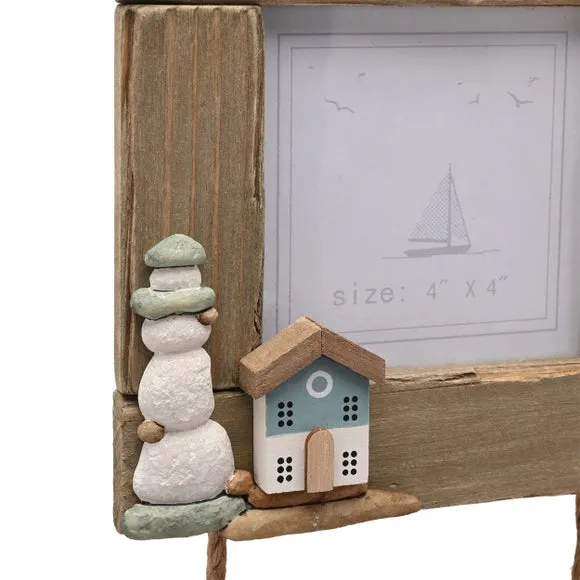 Love Life By The Sea Driftwood & Sea Glass Hanging Triple Multi Photo Frame 3