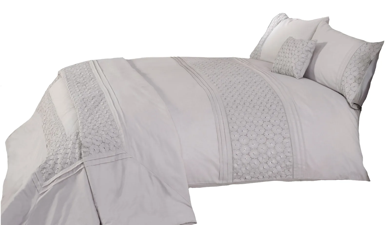 Rapport Home Everdean Polycotton Duvet Cover Set With Pillowcase in Silver 2