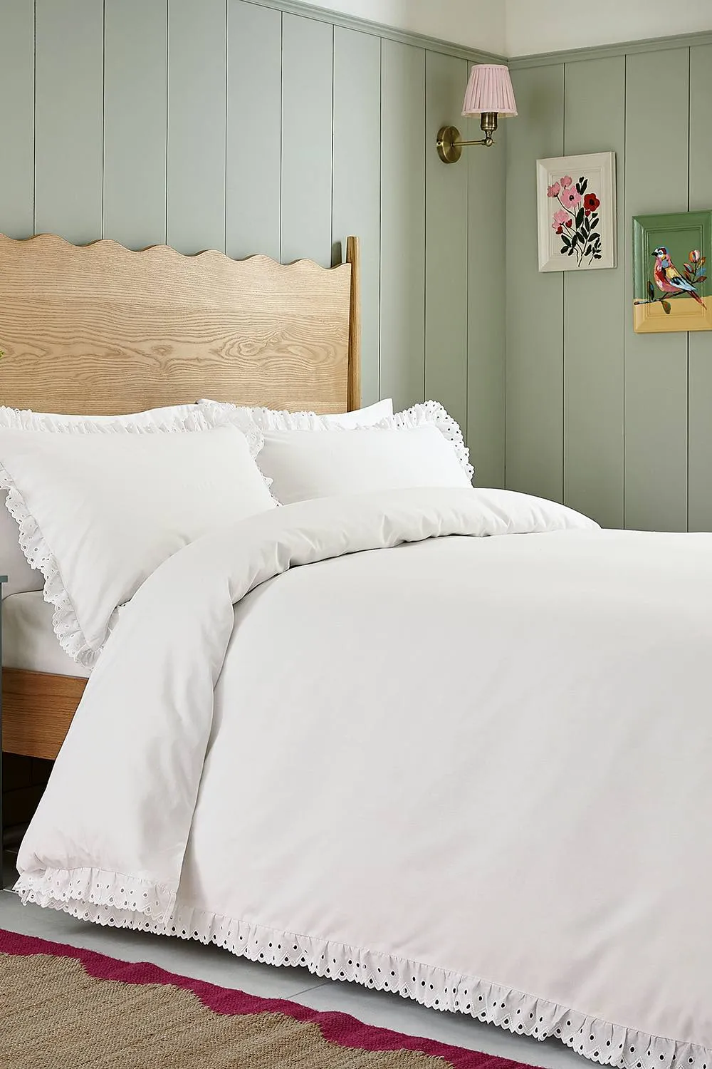 Helena Springfield 'Clara Embroidered Frill' Cotton Duvet Cover Set in White