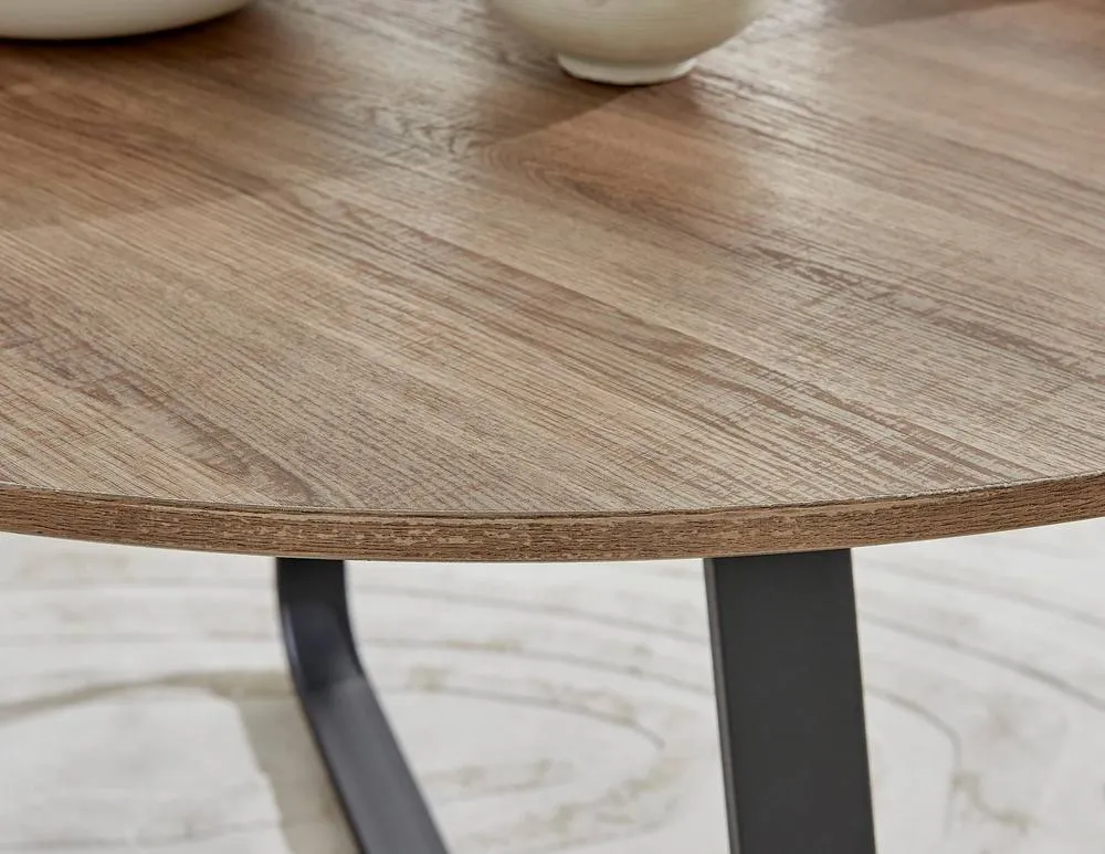 FurnitureboxUK Santorini Round Wood Effect Dining Table 4 Mirelle Chairs in Dark Grey 3
