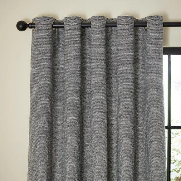 Two Tone Chenille Eyelet Curtains 1