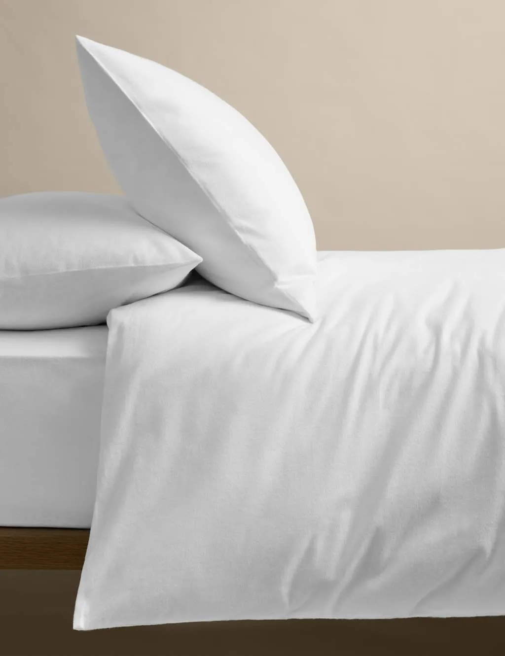 M&S Pure Cotton Brushed Bedding Set White