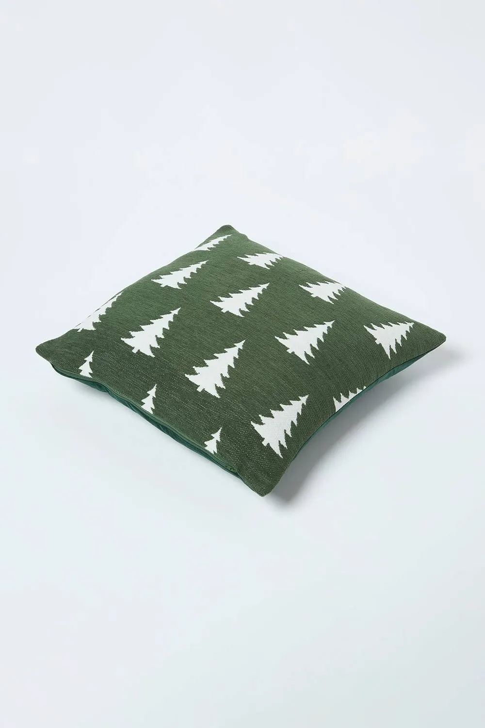 Homescapes Festive Alpine Tree Cushion Moss Green Woven Design 5