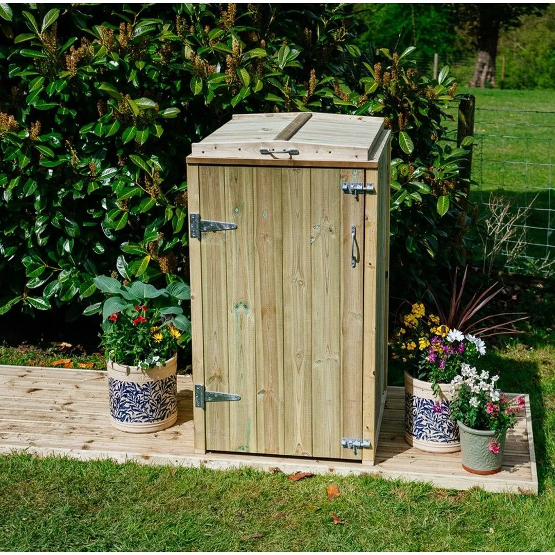 Buttercup Farm Shireburn Single Wheelie Bin Store - Fits 1 x 180L or 1 x 240L Bins in Brown 2