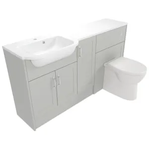 Deccado Padworth Whisper Grey Left Hand 1500mm Fitted Vanity & Toilet Pan Unit Combination with Left Hand Basin 2