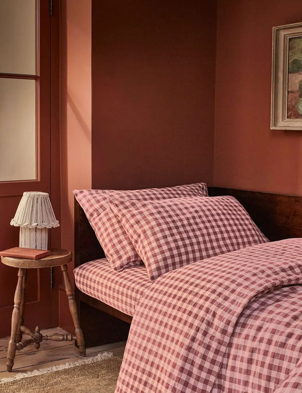 Piglet In Bed Pembroke Linen Rich Gingham Duvet Cover Red Mix