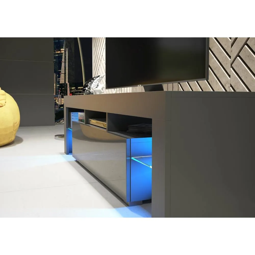 Creative Furniture Aria TV Unit 160cm - Dark Grey with Gloss Doors & LED Lights 4