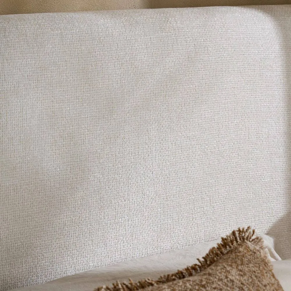 Birlea Como King Size Bed Frame White Fabric Hotel Style built in bedsides 6