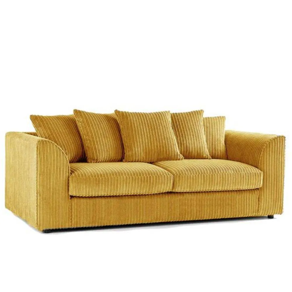 Bliss Furniture 3 Seater Scatter Back Sofa Soft Jumbo Cord Fabric in Mustard Colour