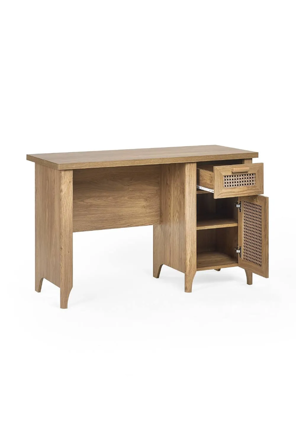 Julian Bowen Sydney Rattan Print Desk with Cupboard in Light Oak 5