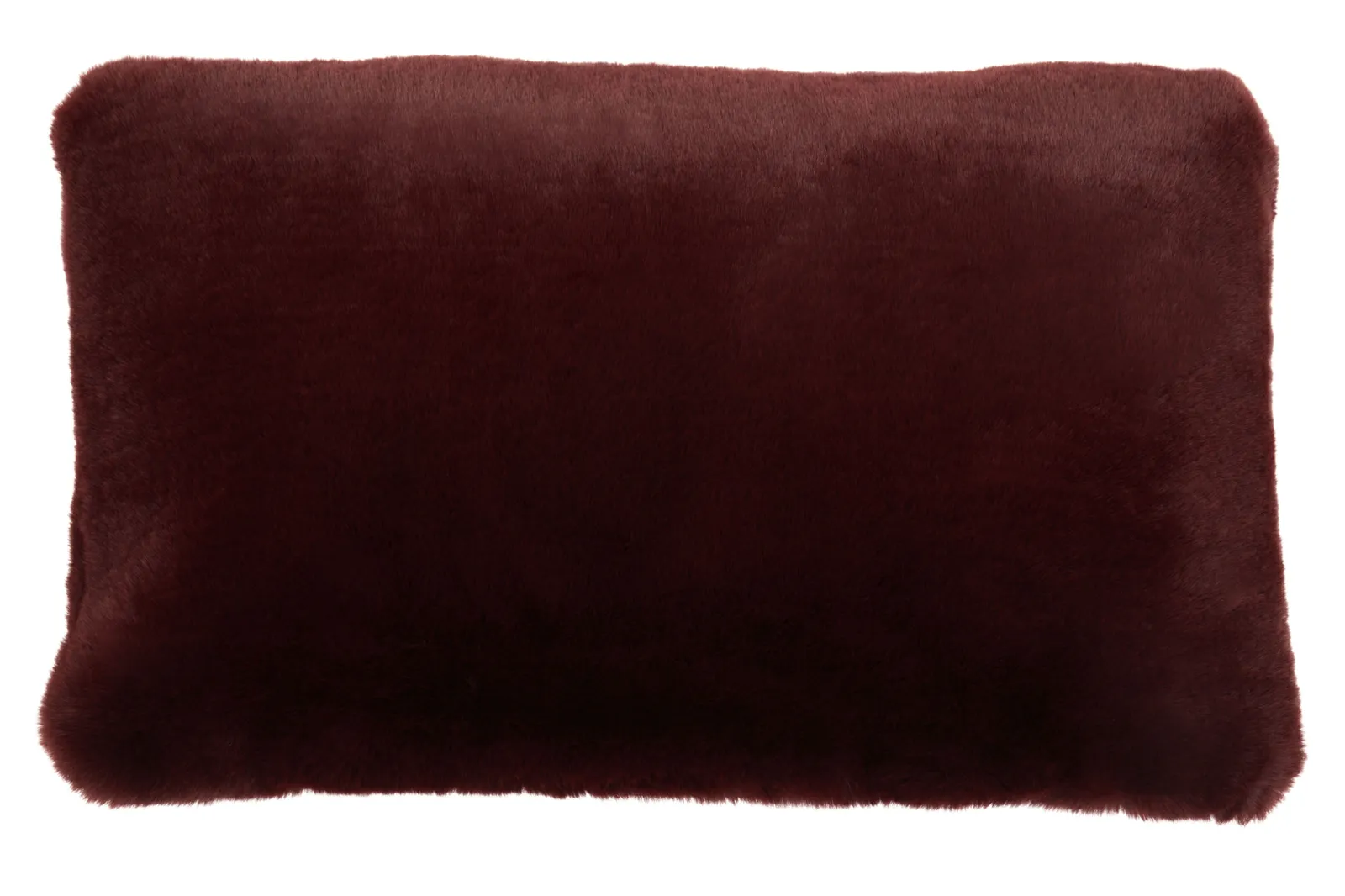Orsina Rectangular Red Wine Faux Fur Cushion, Soft Feather Filled Decorative Cushion For Sofa & Bedroom
