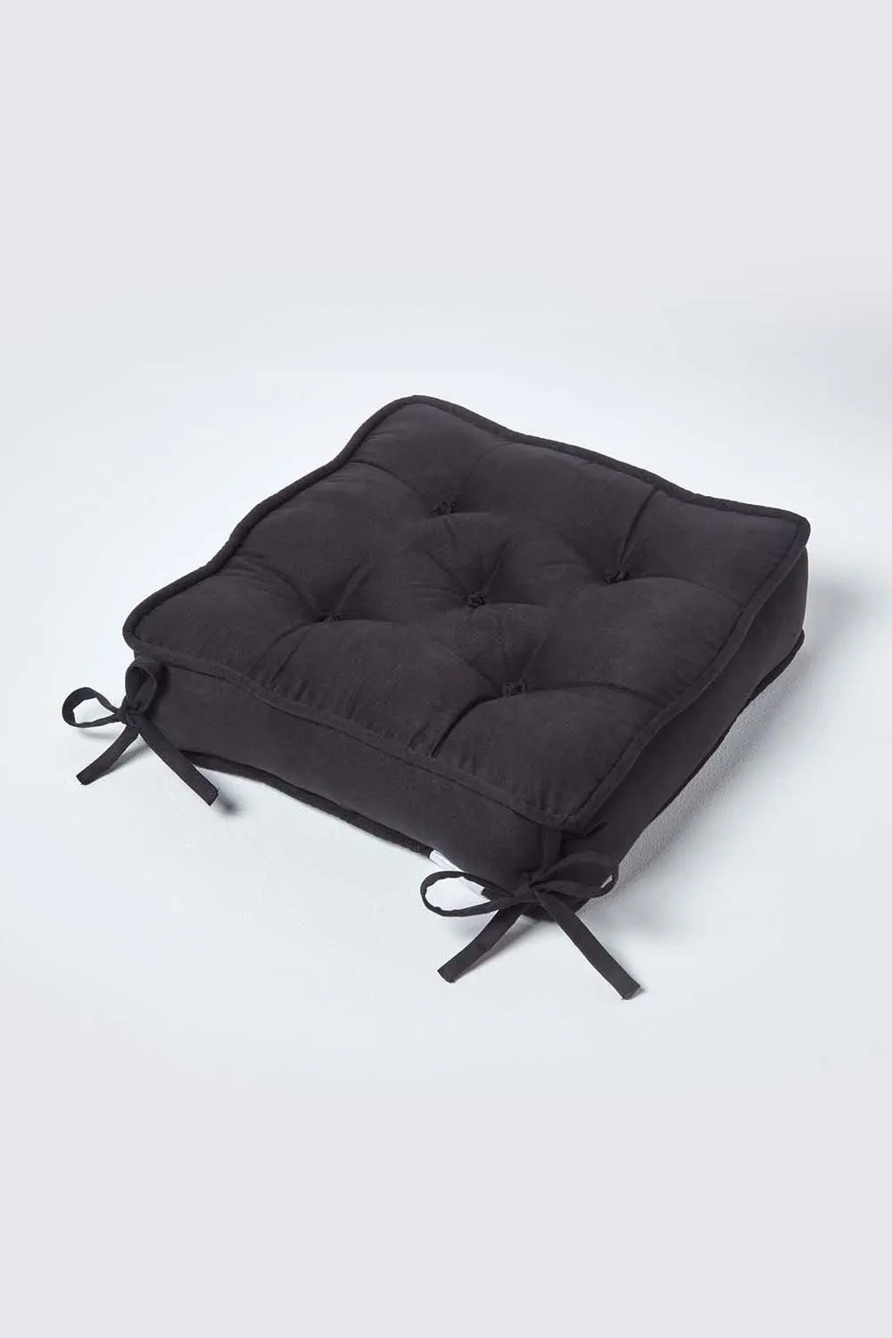 Homescapes Faux Suede Dining Chair Booster Cushion in Black 2