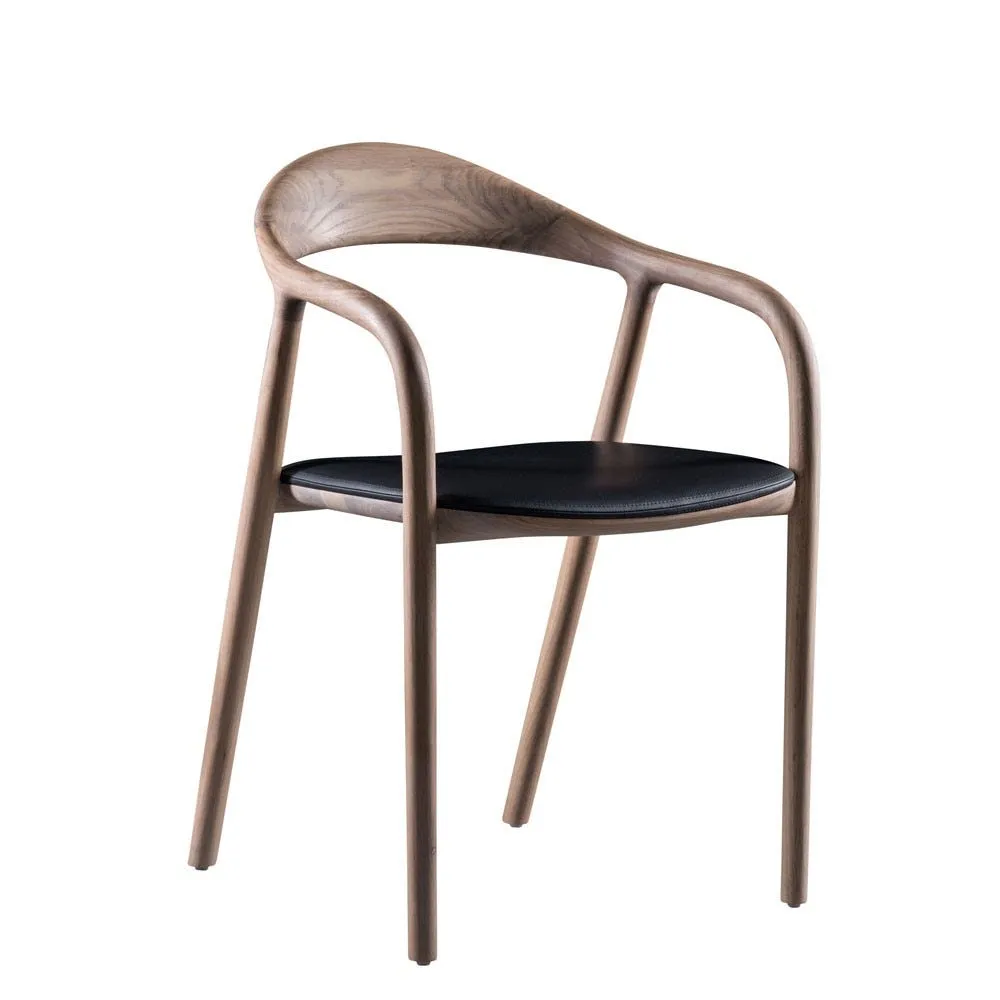 Artisan Neva Dining Chair in Walnut and Zenith Leather 9024 Black 3