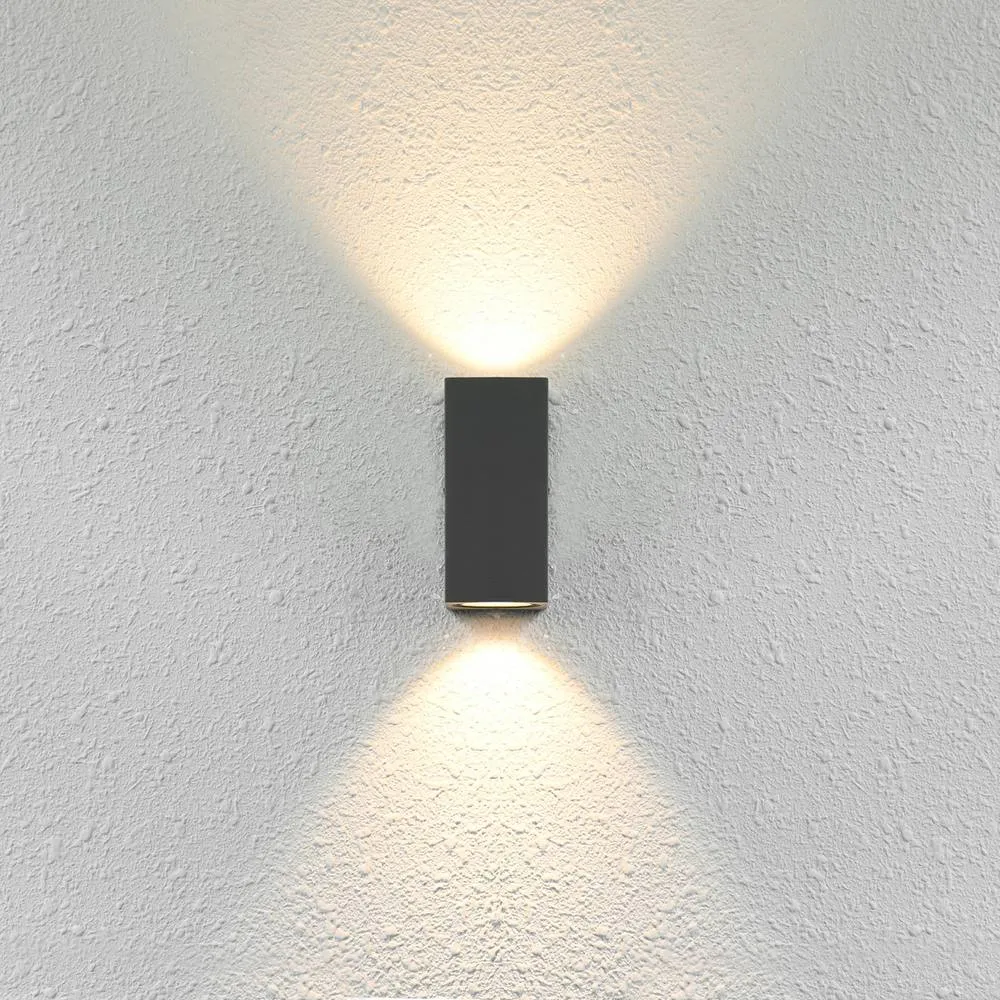 Netlighting Genta Square Outdoor Up Down Wall Lamp Black 2xGU10 IP54
