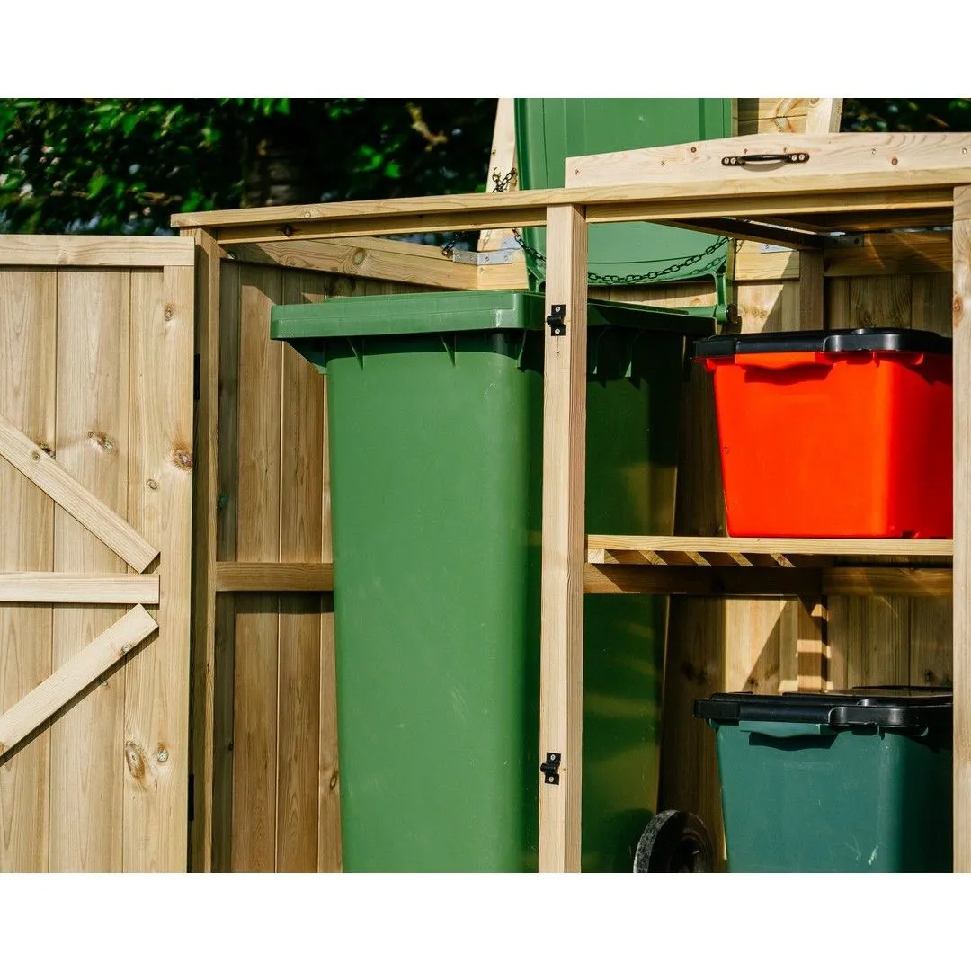 Buttercup Farm Chatburn Bin Store, Fits 1x 180L/240L Wheelie Bins & 2x Boxes in Brown 5