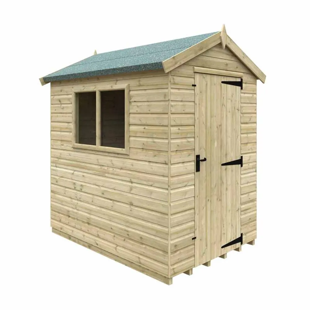 Buttercup Farm 7 x 5 Feet Apex Premier 16mm Shed - Solid Wood/Softwood/Pine in Green
