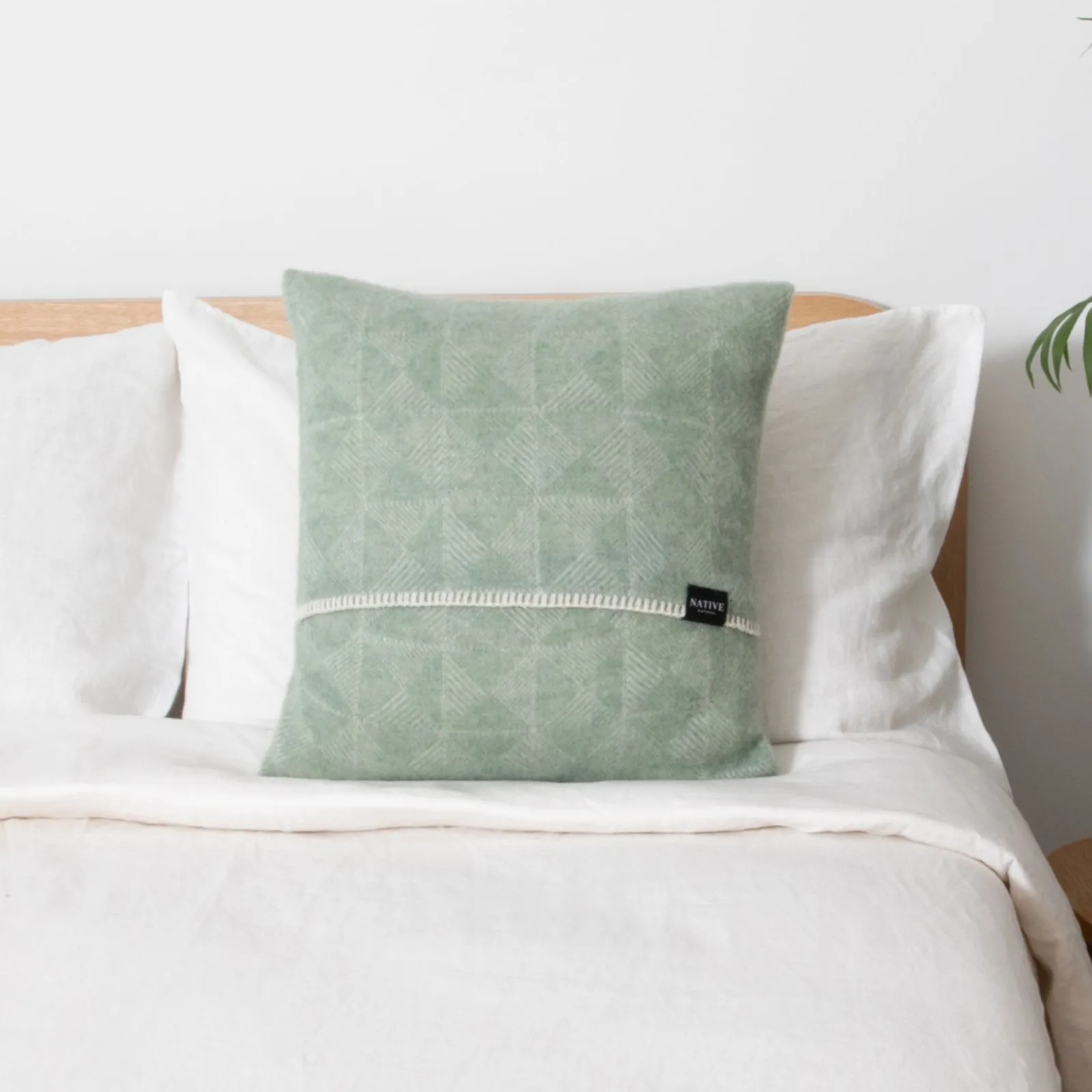 Native Natural Diamond Green Wool Cushion Cover 45x45cm