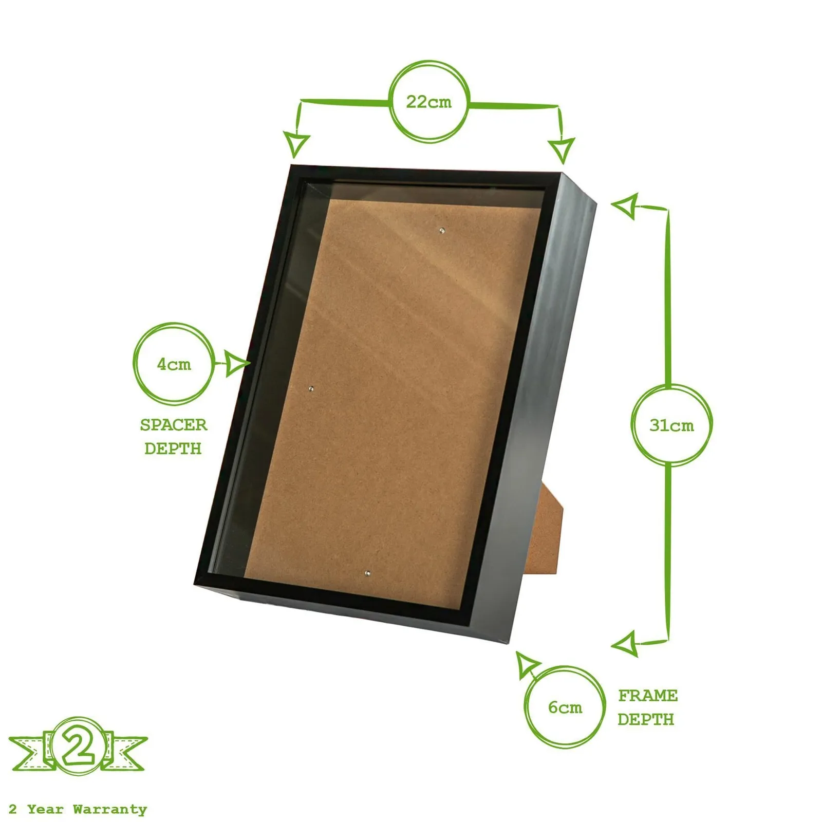 Nicola Spring Deep Box Photo Frame - A4 (8 x 12") in Black 4