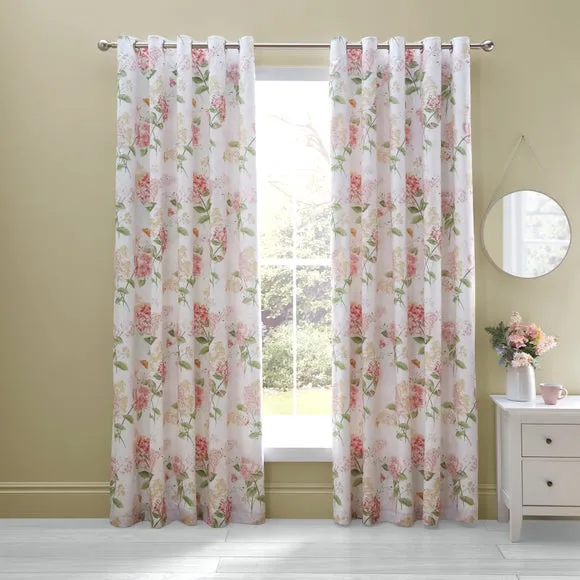 Wild Hydrangea Polycotton Eyelet Blackout Curtains 2