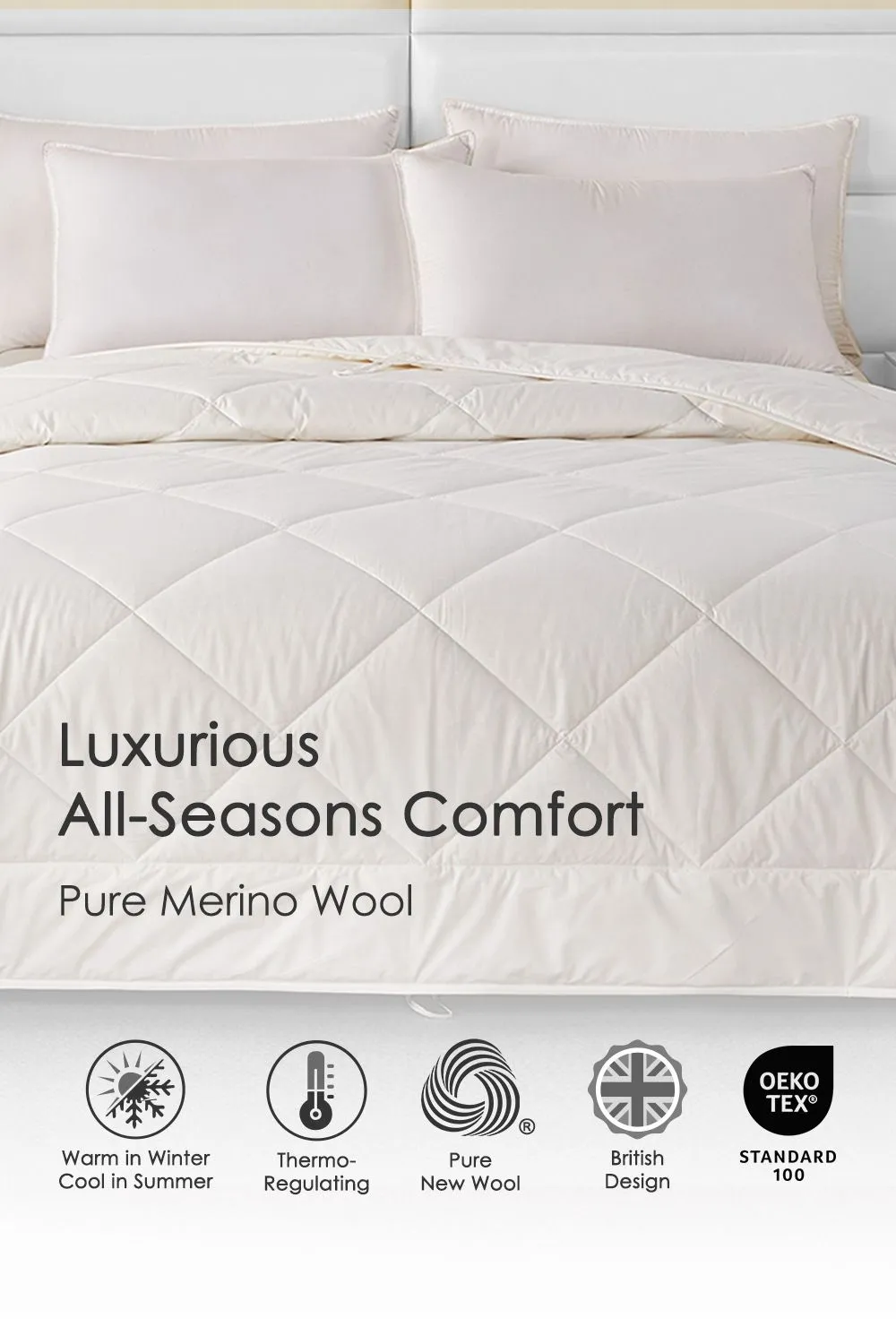 Homescapes Premium Heavy Wool Duvet Warm & Washable in White 3