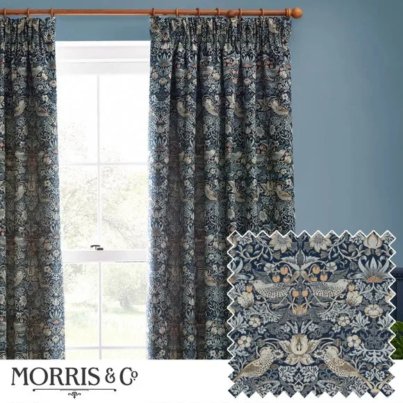 Morris & Co. Strawberry Thief Jacquard Pencil Pleat Curtains 5