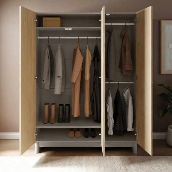 Maeva Triple Wardrobe, Light Oak Effect 2