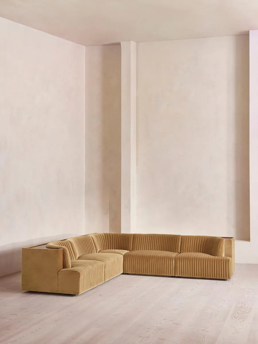 Hamish Modular Sofa, Corner Sofa, Velvet, Camel