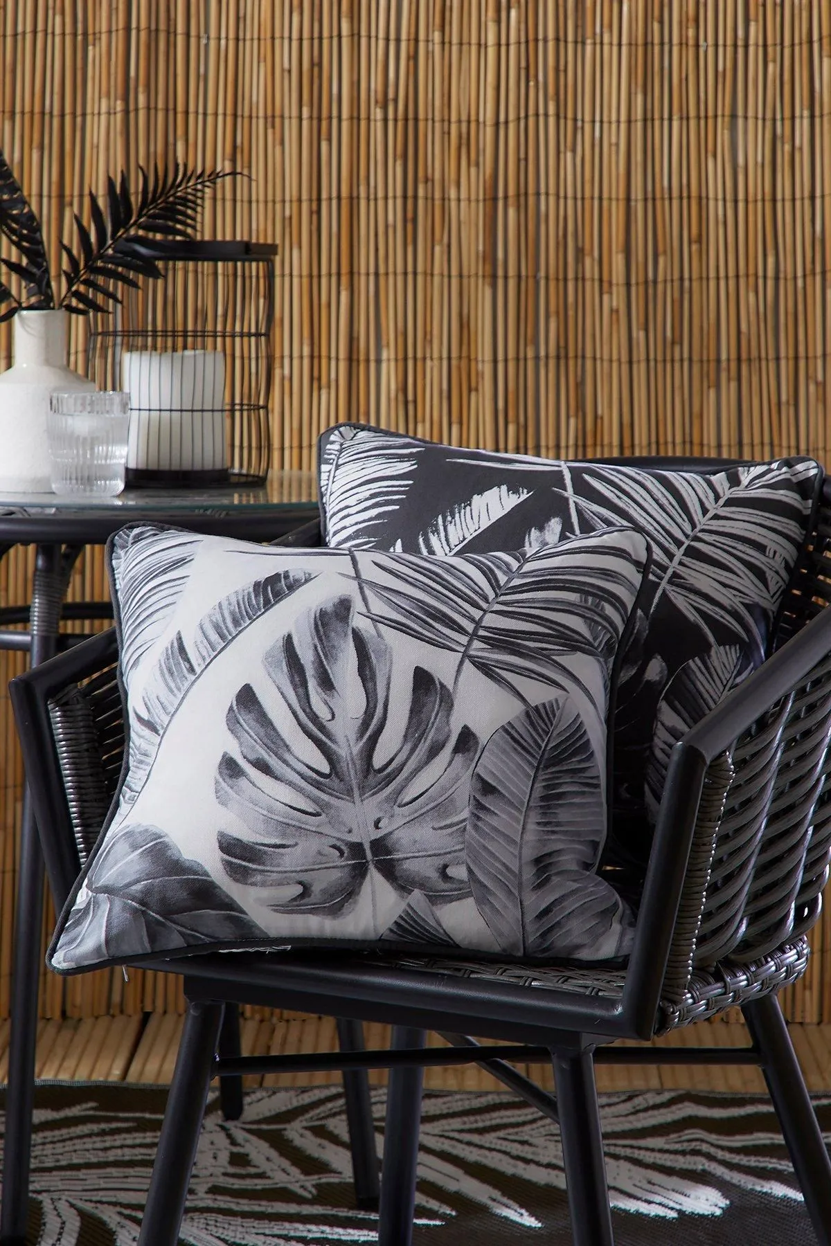 Dreams & Drapes 'Tahiti' Outdoor Water & UV Resistant Garden Filled Bench Cushion in Silver 1