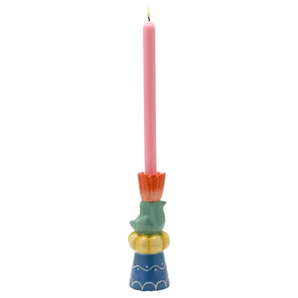 Hestia Bird & Orange Flower Candlestick Holder 3