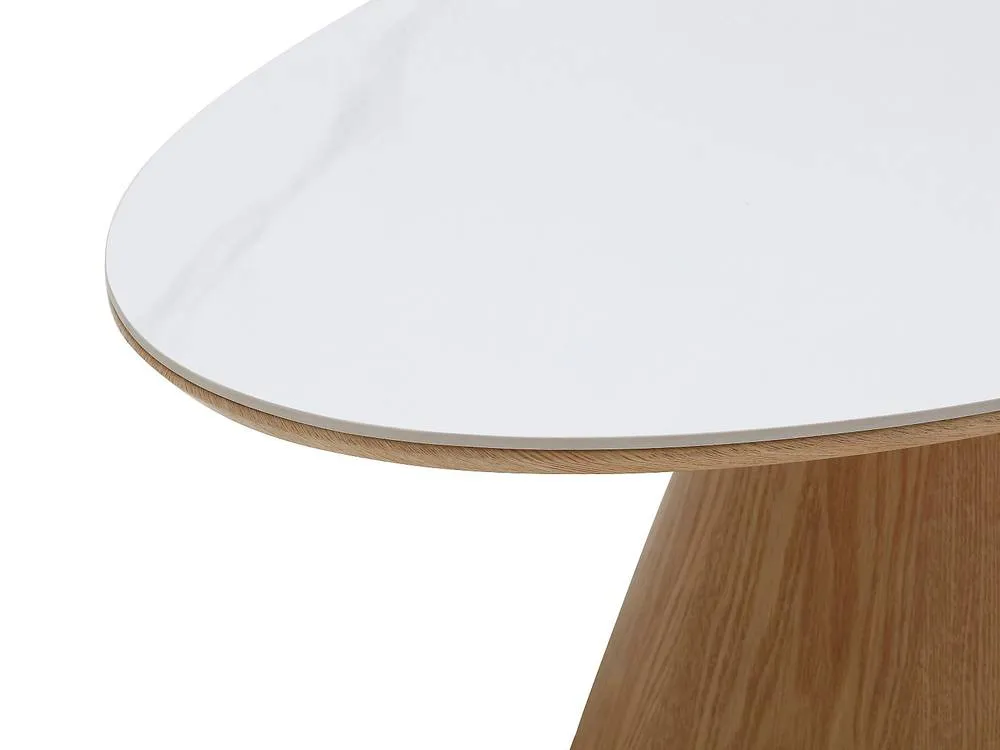 Vente-unique Ceramic & Oak Veneer Coffee Table - White Marble Effect & Light in Light Oak 5