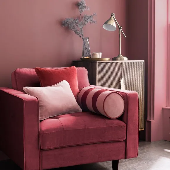 Clara Striped Cotton Velvet Bolster Cushion