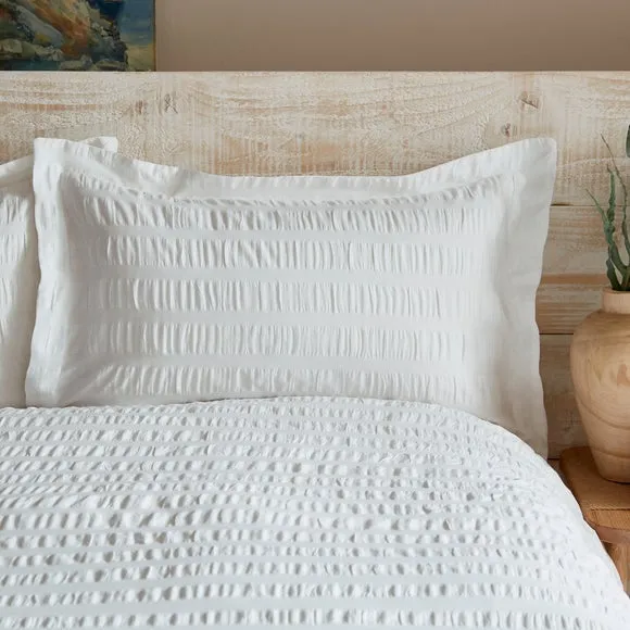 Aria Seersucker 100% Cotton Duvet Cover & Pillowcase Set 4