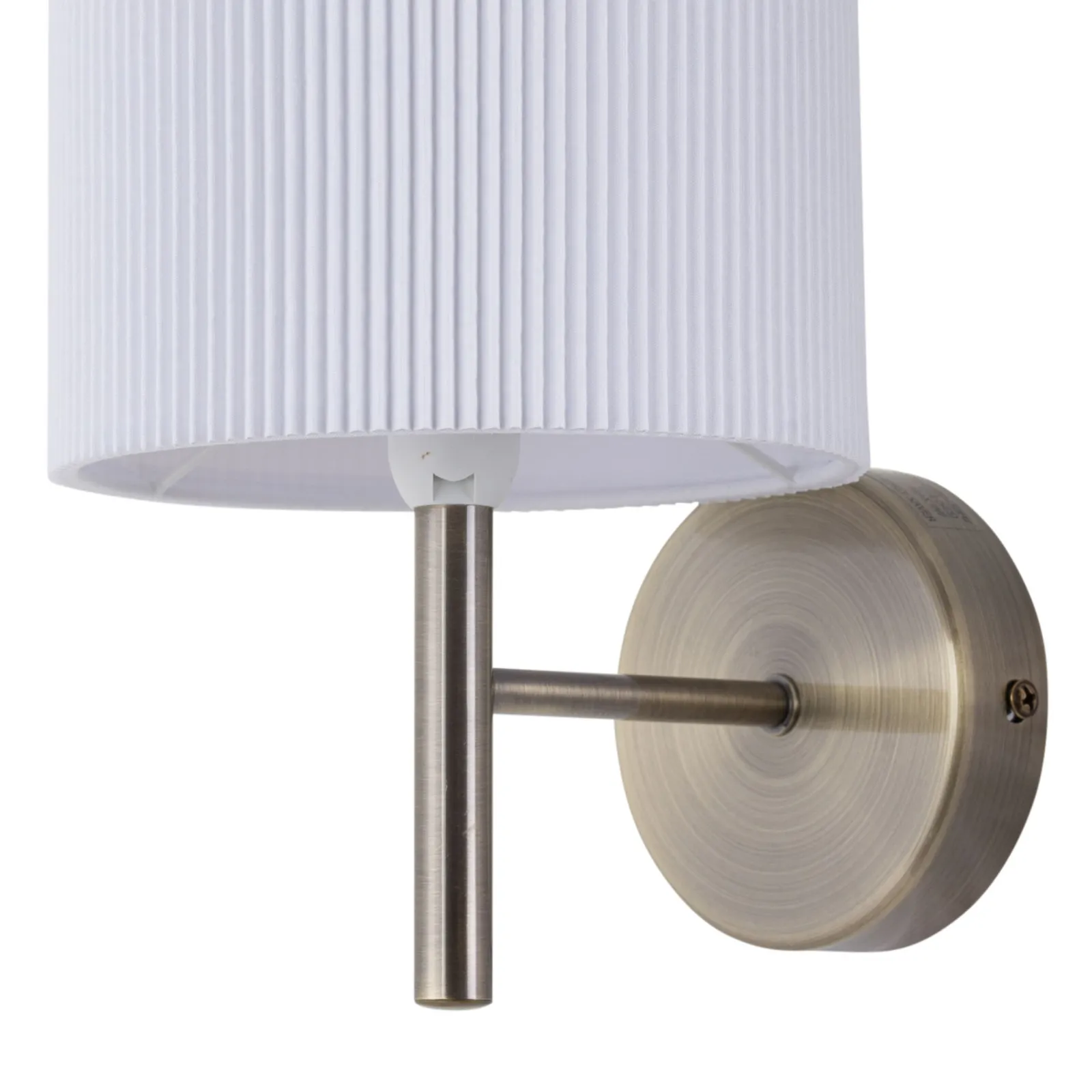 First Choice Lighting Brea - Antique Brass Wall Light with White Pleated Shade in Bronze 2